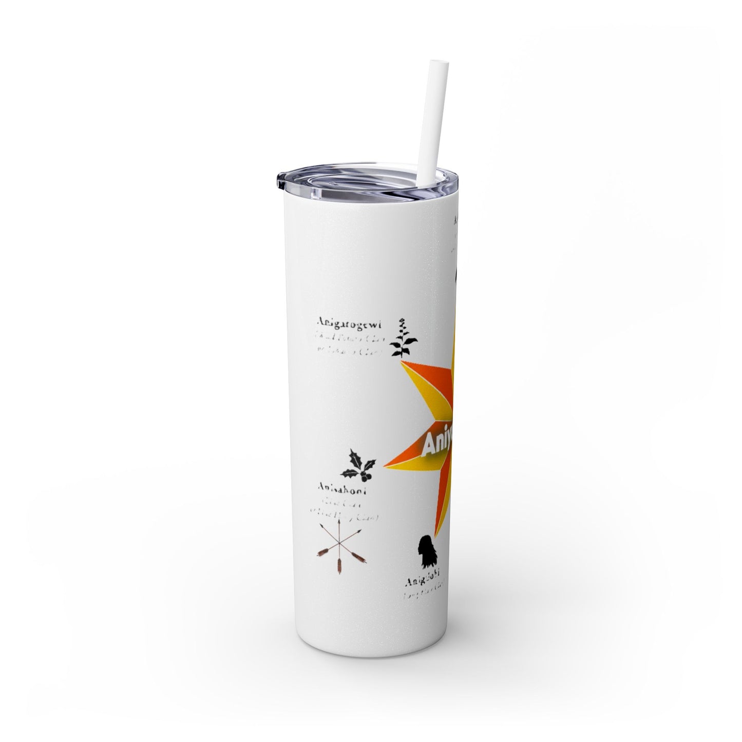 Cherokee 20oz Skinny Tumbler - Aniyunwiya Star Design with Straw