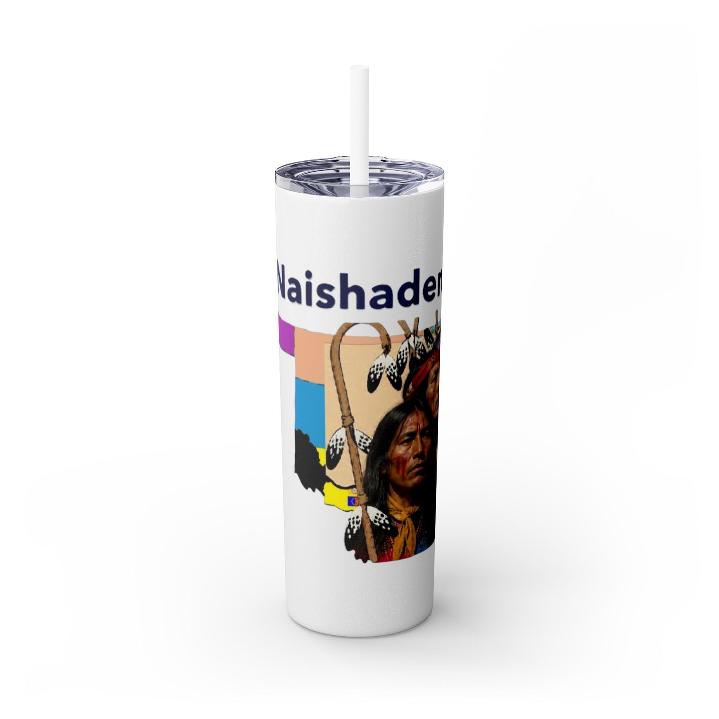 Apache 20oz Skinny Tumbler with Straw — Colorful Retro Design "Naishade"