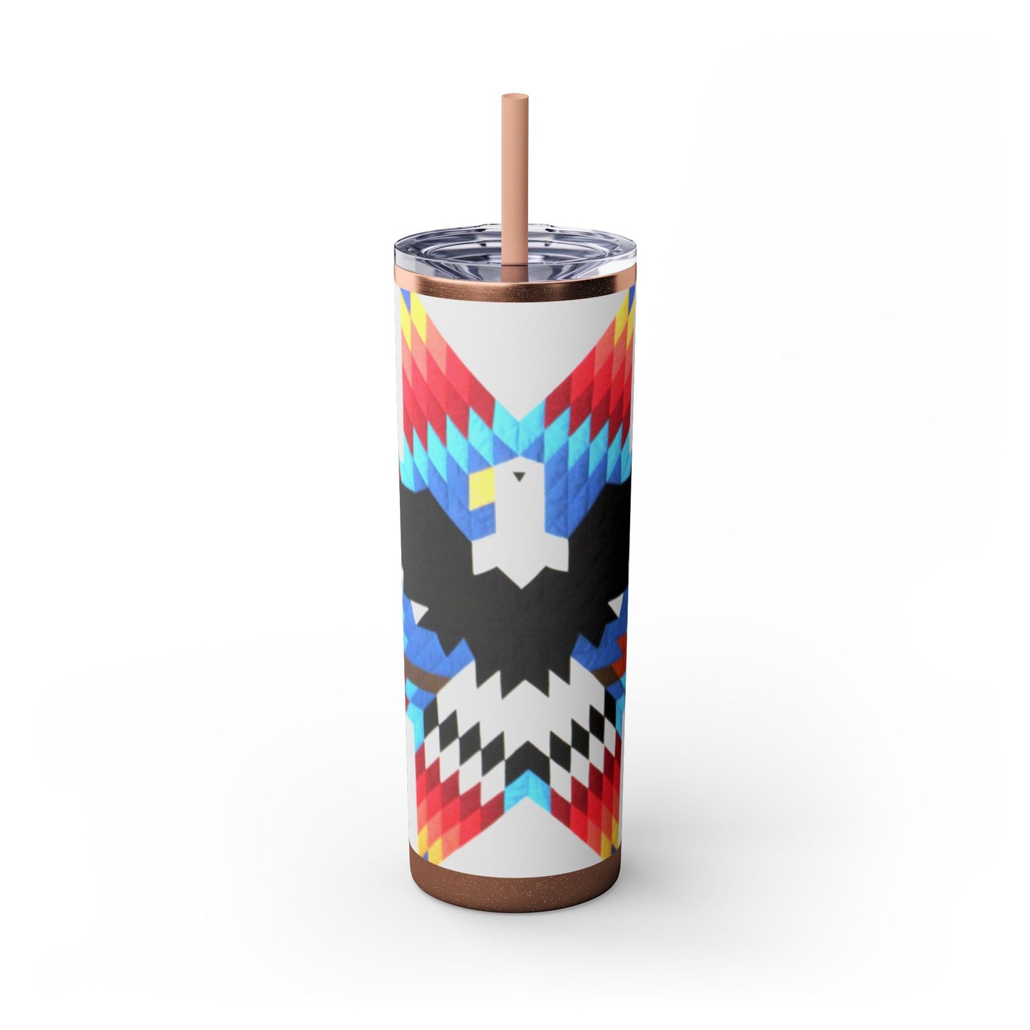 Onci 20oz Skinny Tumbler - Geometric Thunderbird Design, Insulated Travel Cup with Straw