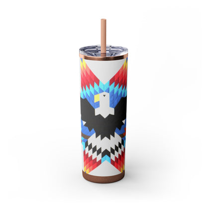 Onci 20oz Skinny Tumbler - Geometric Thunderbird Design, Insulated Travel Cup with Straw
