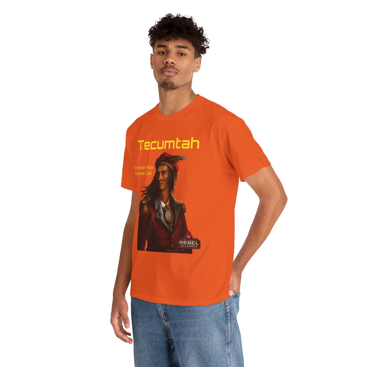 Tecumtah Native American Portrait T‑Shirt — Mvskoke Mom/Shawnee Dad Heritage Tee