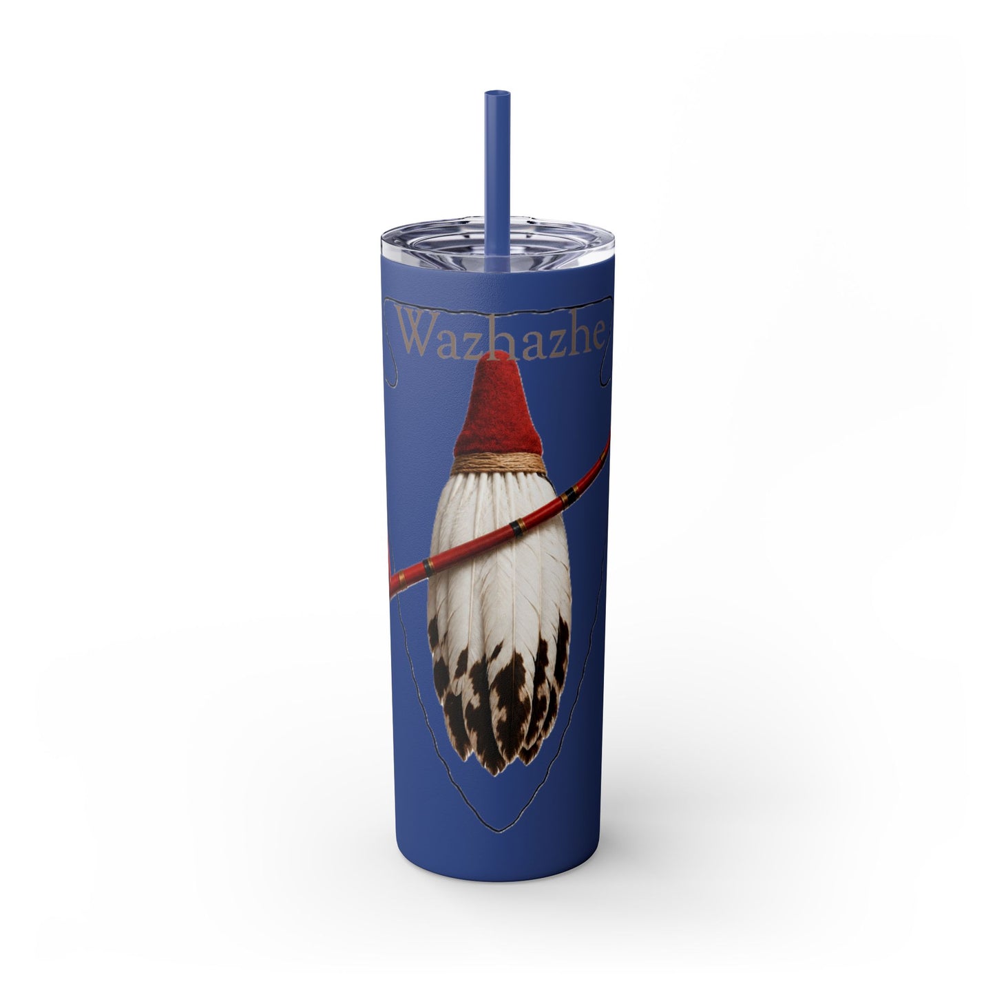Osage Skinny Tumbler — Native Feather & Pipe Design 20oz Straw Cup