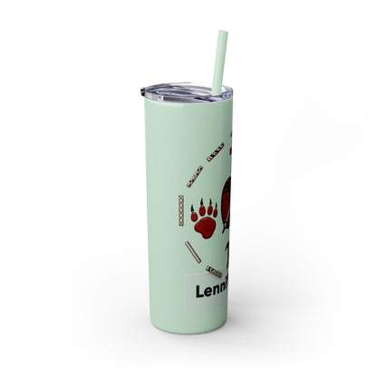 Delaware East Personalized 20oz Skinny Tumbler with Straw — Custom Name Tribal Crest Design