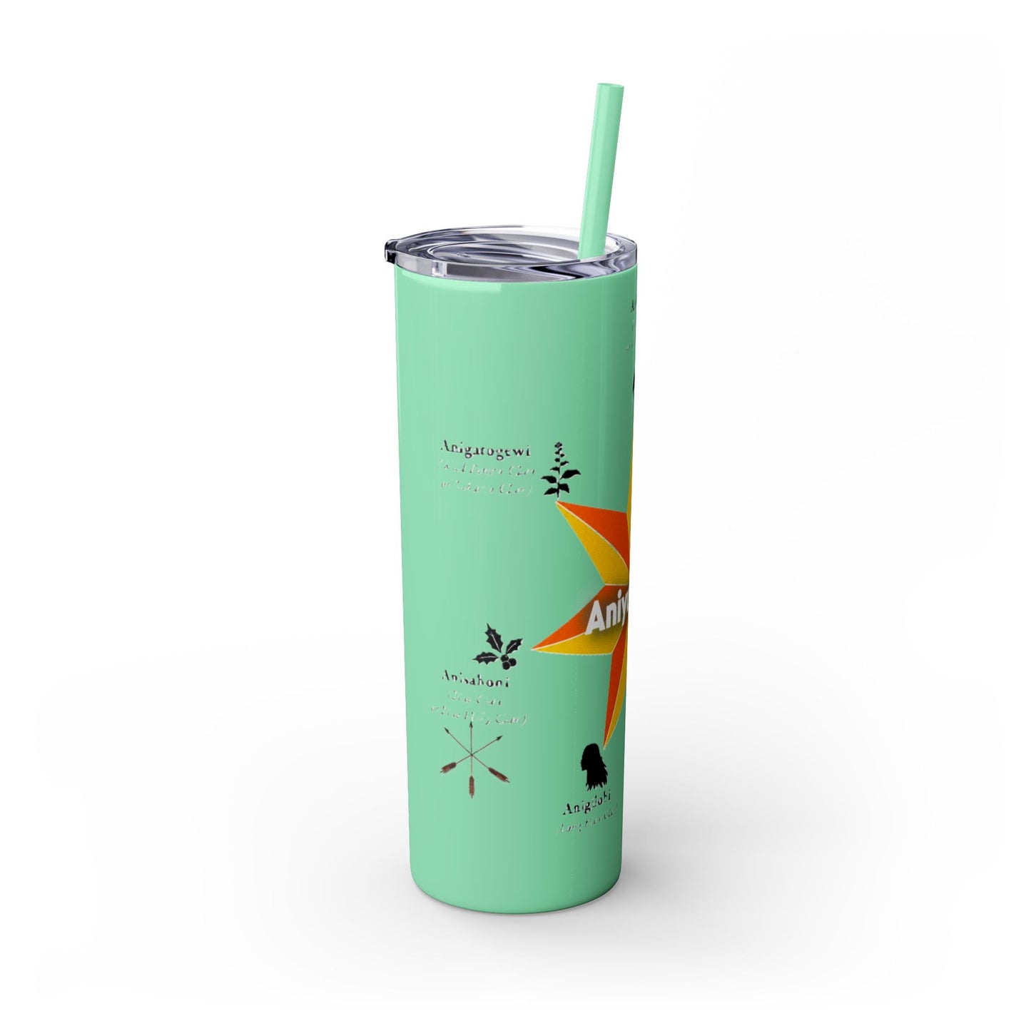 Cherokee 20oz Skinny Tumbler - Aniyunwiya Star Design with Straw
