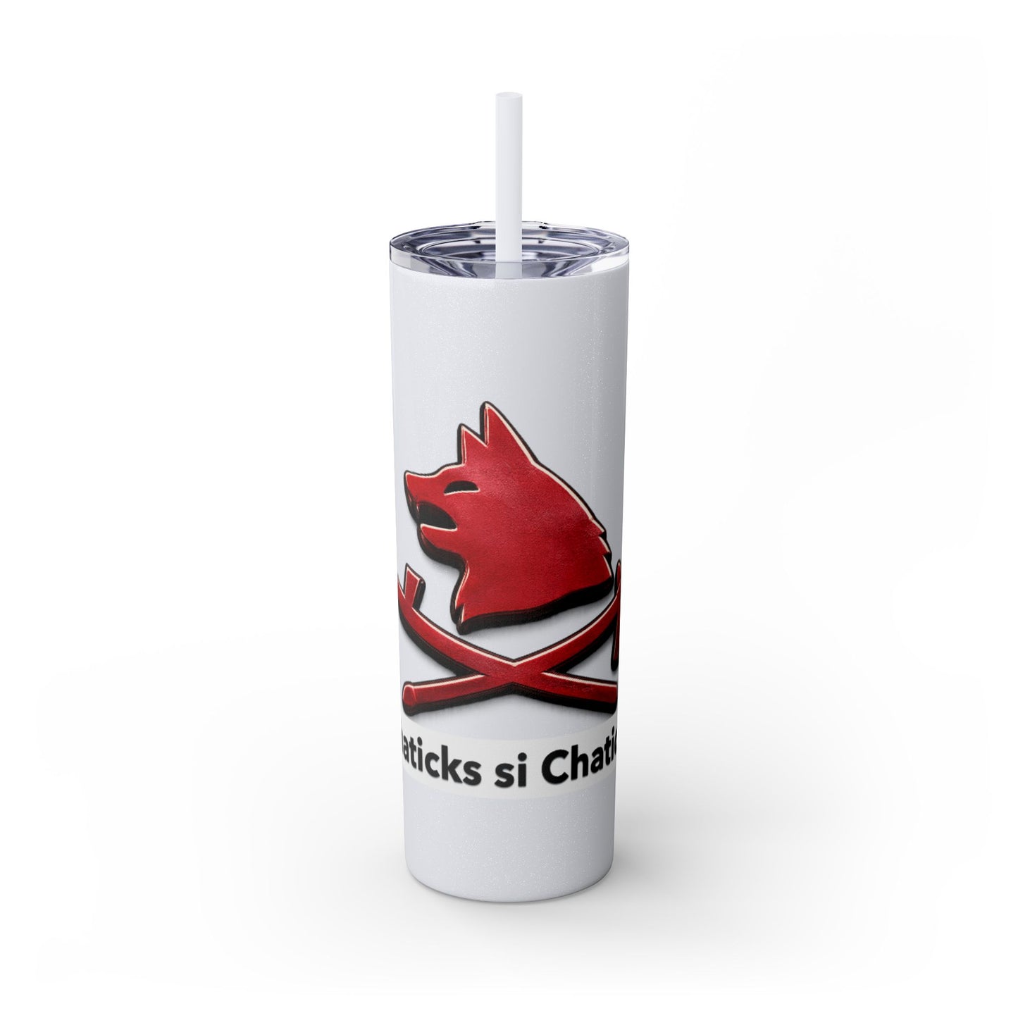 Pawnee Skinny Tumbler — Red Wolf Logo 20oz Insulated Tumbler with Straw