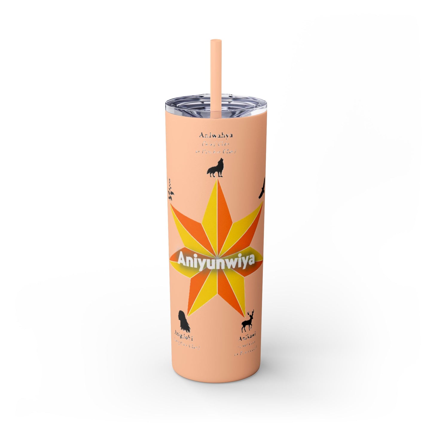 Cherokee 20oz Skinny Tumbler - Aniyunwiya Star Design with Straw