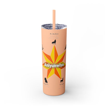 Cherokee 20oz Skinny Tumbler - Aniyunwiya Star Design with Straw