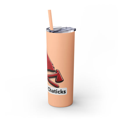 Pawnee Skinny Tumbler — Red Wolf Logo 20oz Insulated Tumbler with Straw