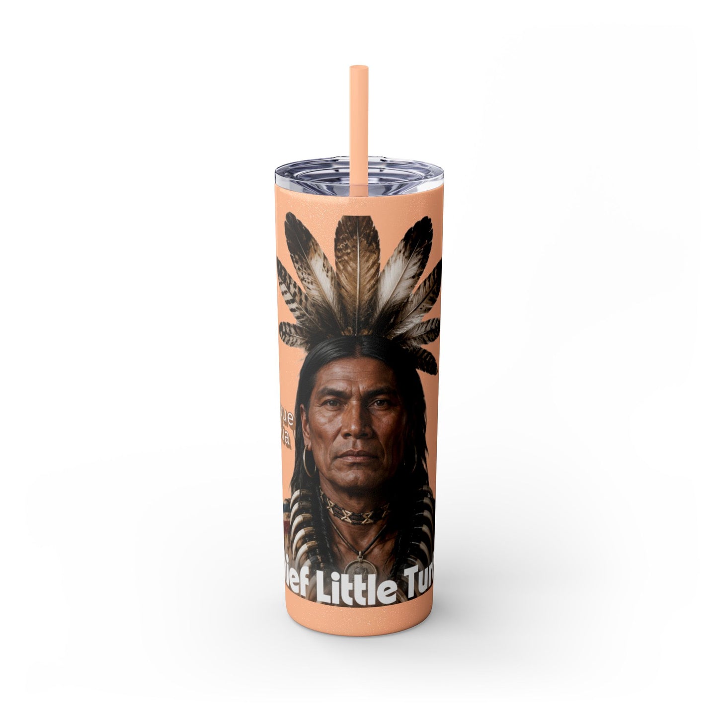 Miami 20oz Skinny Tumbler with Straw — Native Chief Portrait Travel Cup