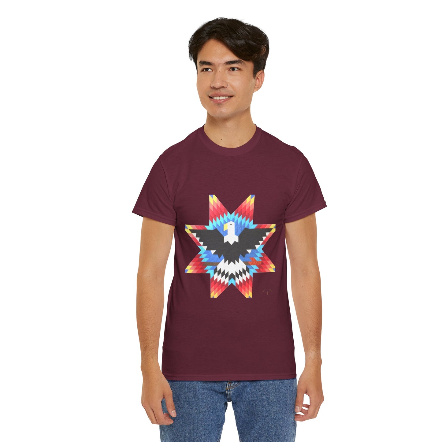 T-Shirt — Colorful Native Star Eagle Graphic Tee (Front Eagle Star, Back Crossed Arrows)