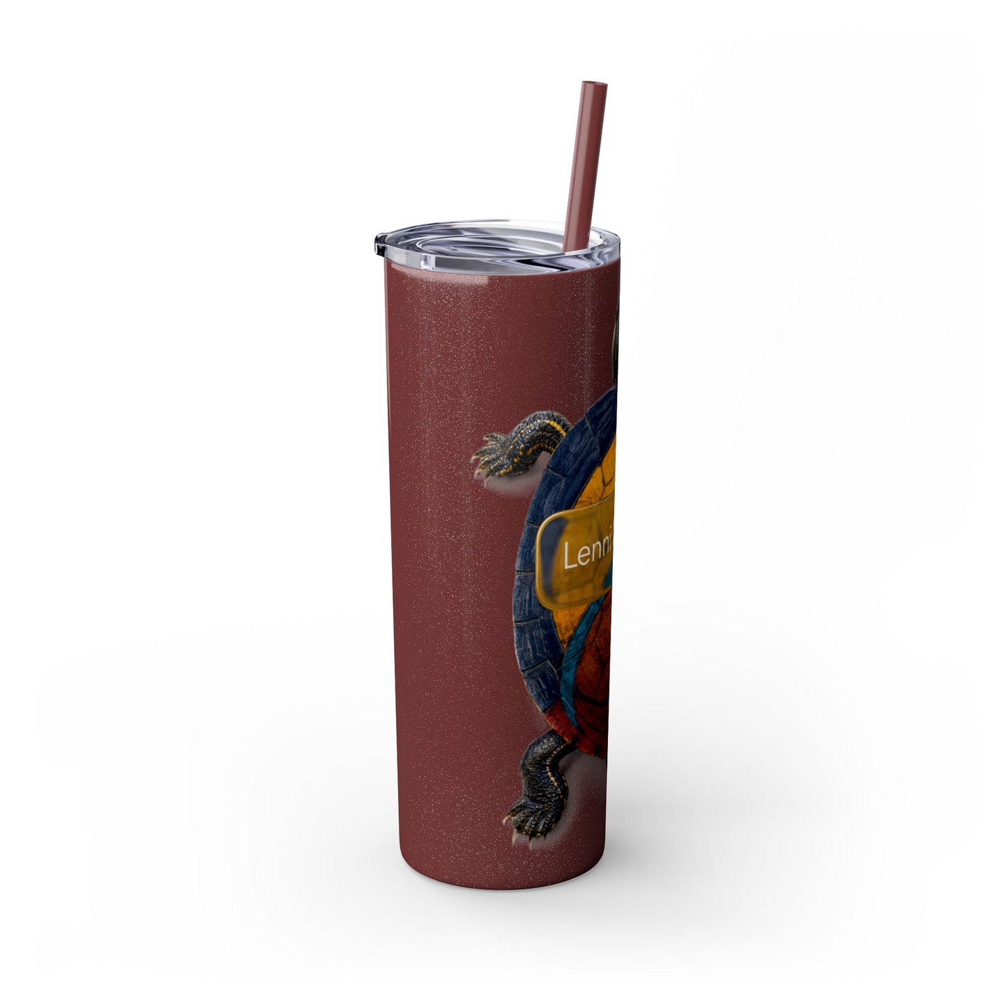 Delaware West Turtle Skinny Tumbler 20oz — Colorful Sea Turtle Travel Cup with Straw