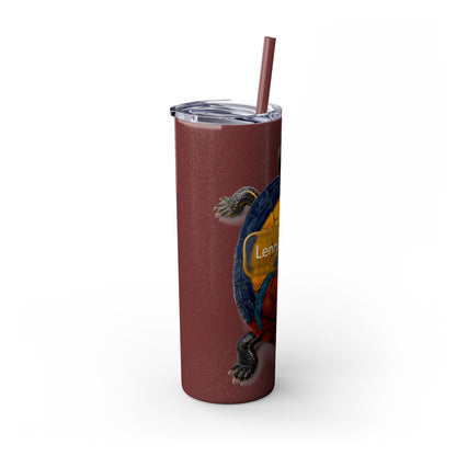 Delaware West Turtle Skinny Tumbler 20oz — Colorful Sea Turtle Travel Cup with Straw
