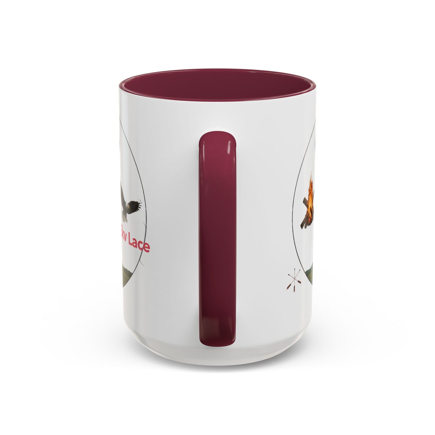 Kialegee Adventure Mug — 'Ekv Lace' Cross, Eagle & Campfire Ceramic Coffee Cup (11oz/15oz)