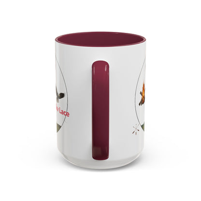 Kialegee Adventure Mug — 'Ekv Lace' Cross, Eagle & Campfire Ceramic Coffee Cup (11oz/15oz)