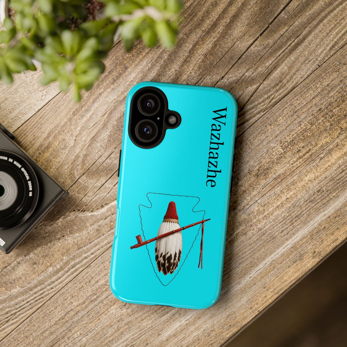 Osage Phone Case — Wazhahze Tribal Shield Design (Native Feather & Tomahawk)