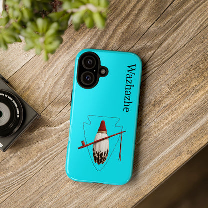 Osage Phone Case — Wazhahze Tribal Shield Design (Native Feather & Tomahawk)