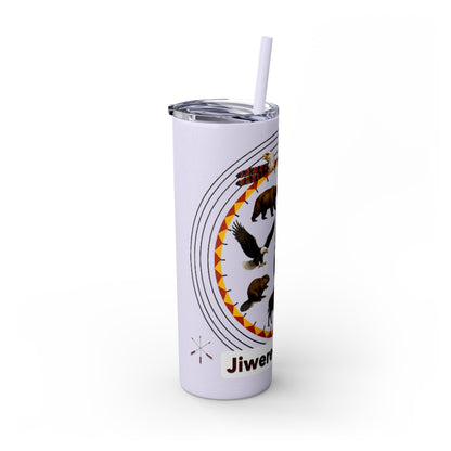 Otoe Missouria Native Animal Medicine Wheel 20oz Skinny Tumbler with Straw