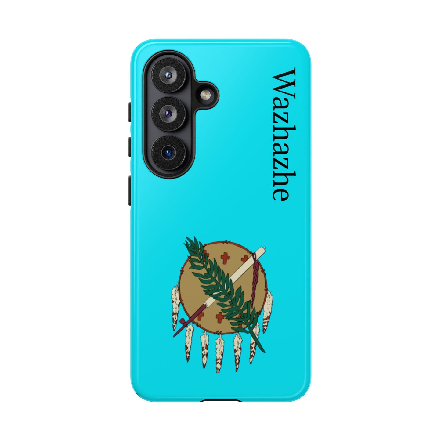 Osage Phone Case — Wazhahze Tribal Shield Design (Native Feather & Tomahawk)
