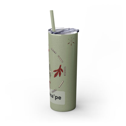 Delaware East Personalized 20oz Skinny Tumbler with Straw — Custom Name Tribal Crest Design