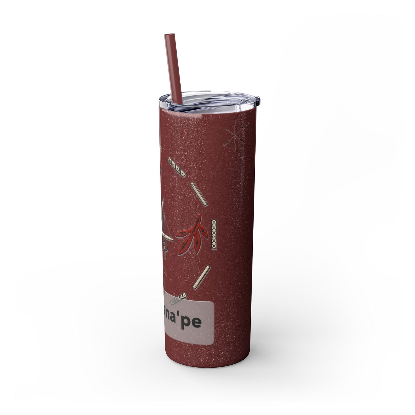 Delaware East Personalized 20oz Skinny Tumbler with Straw — Custom Name Tribal Crest Design