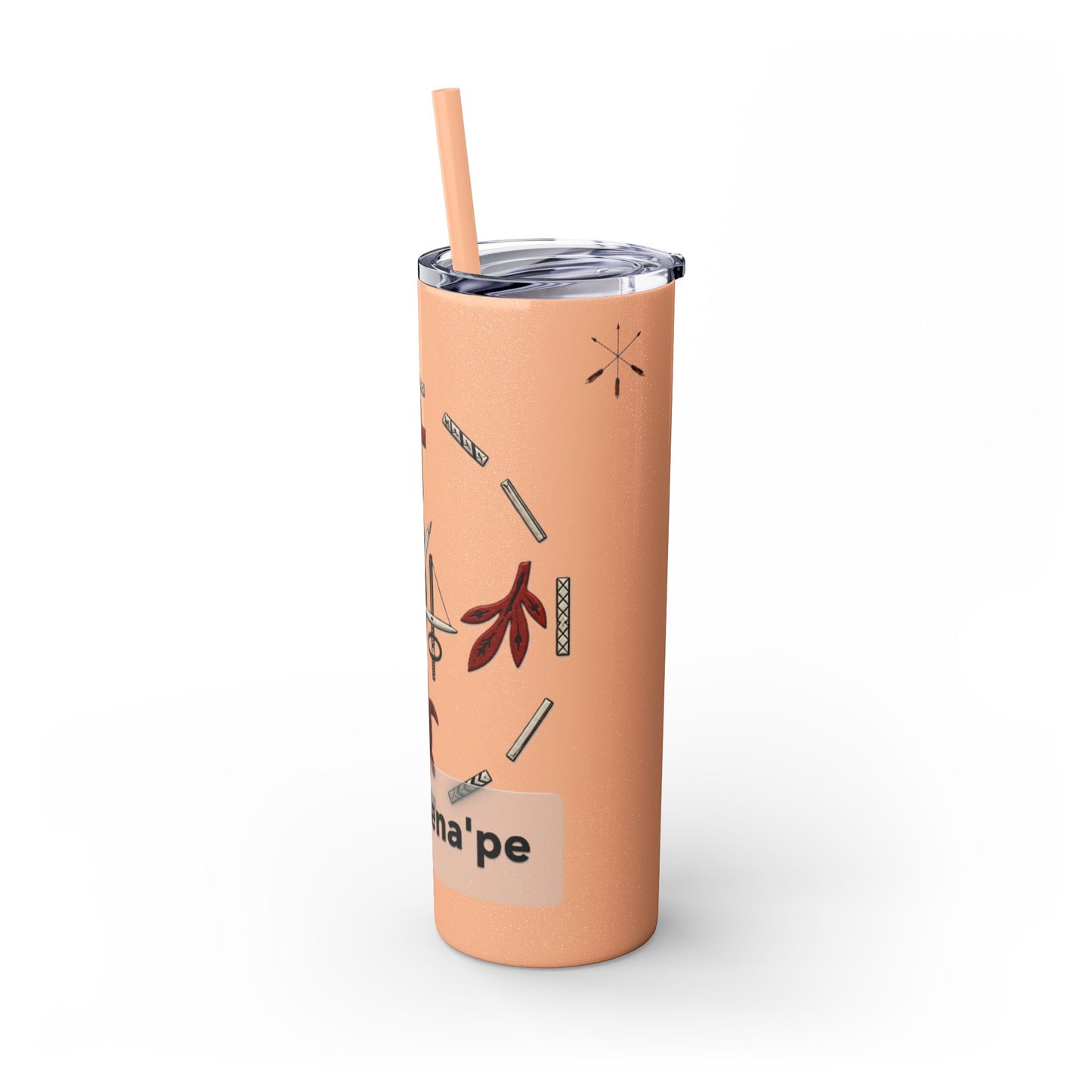 Delaware East Personalized 20oz Skinny Tumbler with Straw — Custom Name Tribal Crest Design