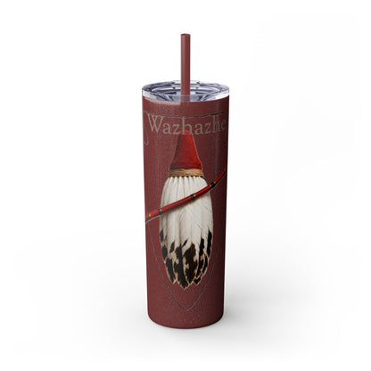 Osage Skinny Tumbler — Native Feather & Pipe Design 20oz Straw Cup