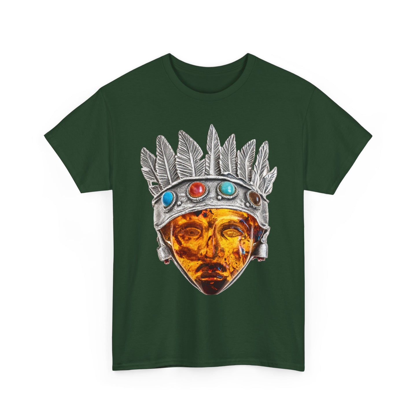 Tribal Crown Mask Tee — Vintage Gemstone Headdress Graphic T-Shirt