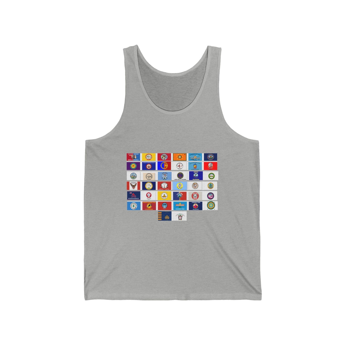 Flag Grid & Arrow Minimalist Tank Top — Graphic Travel & Adventure Muscle Tee