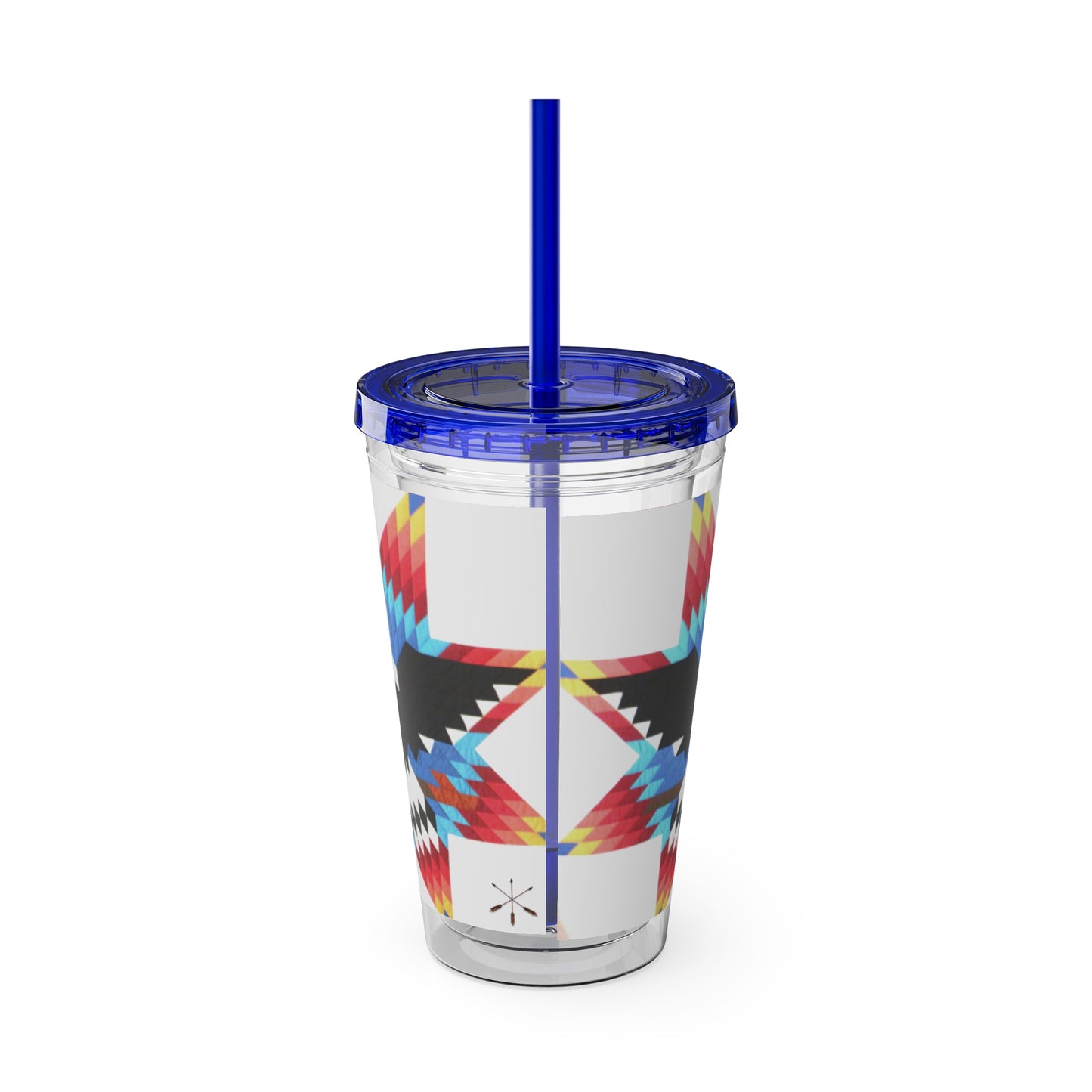 Onci 16oz Sunsplash Tumbler with Straw — Southwestern Eagle Pattern, Insulated Travel Cup