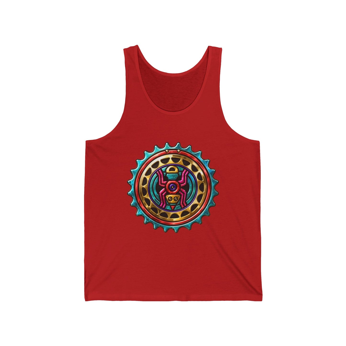 Tribal Gear Tank Top — Colorful Aztec Medallion & Crossed Arrows Graphic