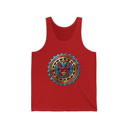 Tribal Gear Tank Top — Colorful Aztec Medallion & Crossed Arrows Graphic