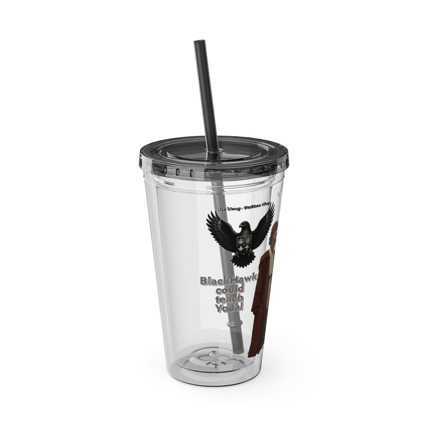 Blackhawk 16oz Tumbler with Straw — Illustrated Map & Raven Design