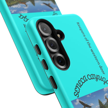 Seneca Cayuga Wildlife iPhone Case — "Keepers of the Western Door" Teal Protective Cover