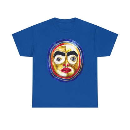Moon Mask Art Tee — Colorful Surreal Face Graphic T-Shirt