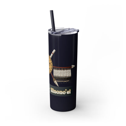 Cheyenne Arapaho 20oz Skinny Tumbler — Native American Shield & Arrows Design (Tsistsistas - Hinono'eitiit)