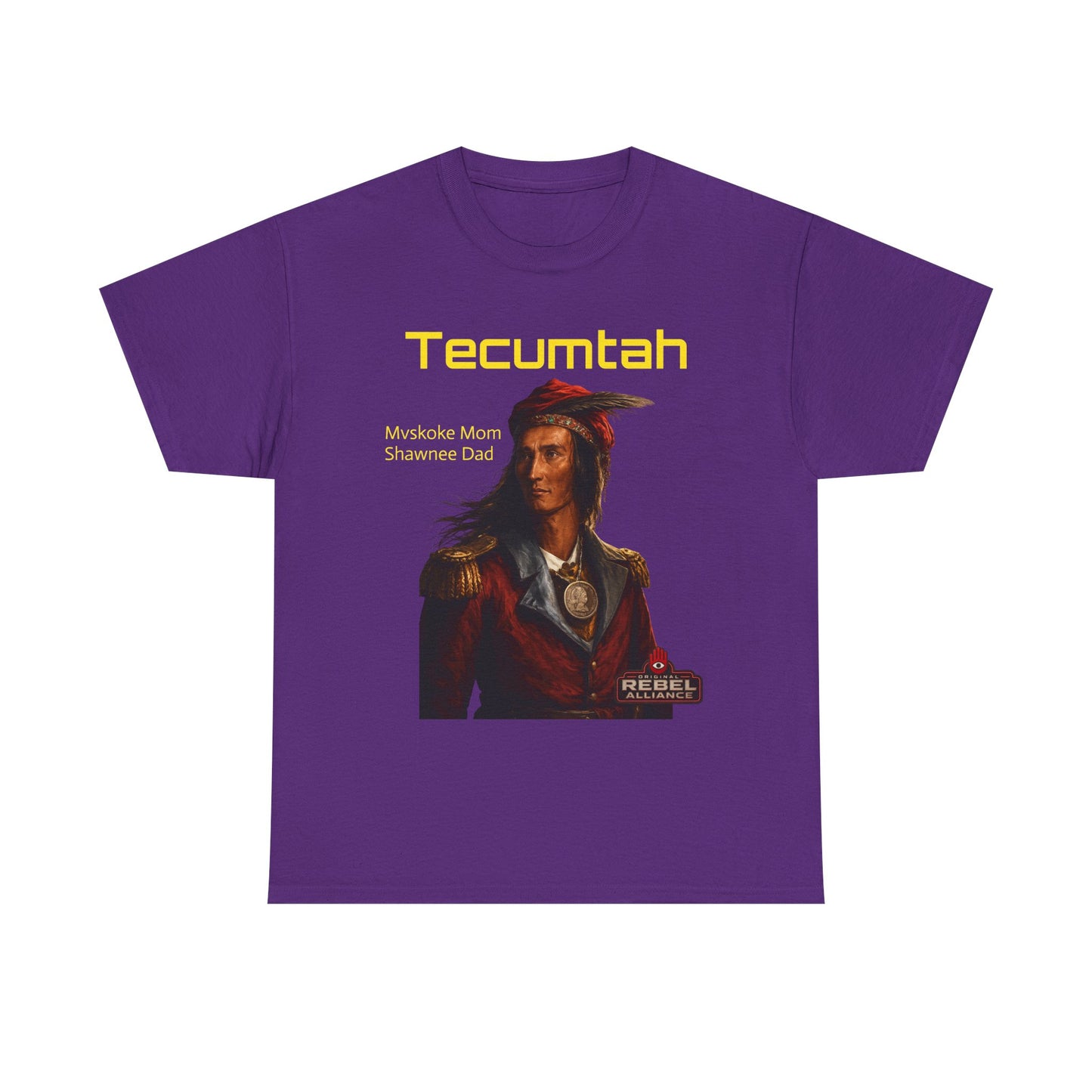 Tecumtah Native American Portrait T‑Shirt — Mvskoke Mom/Shawnee Dad Heritage Tee