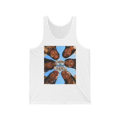Custer FAFO Graphic Tank Top — 'Custer the Original FAFO' Retro Photo & Arrow Club Design