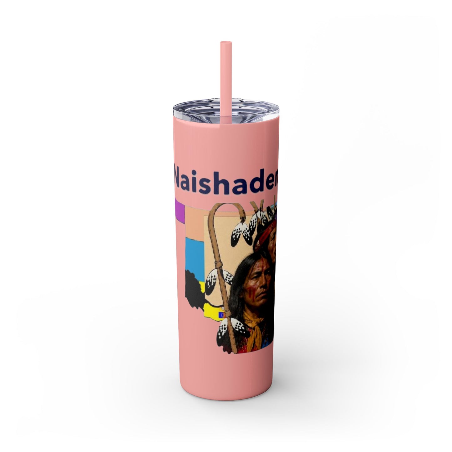 Apache 20oz Skinny Tumbler with Straw — Colorful Retro Design "Naishade"