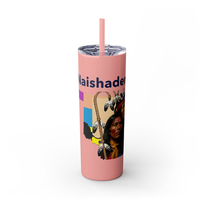 Apache 20oz Skinny Tumbler with Straw — Colorful Retro Design "Naishade"