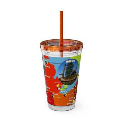 Pontiac Indigenous Nations Map Tumbler — 16oz Sunsplash Straw Cup