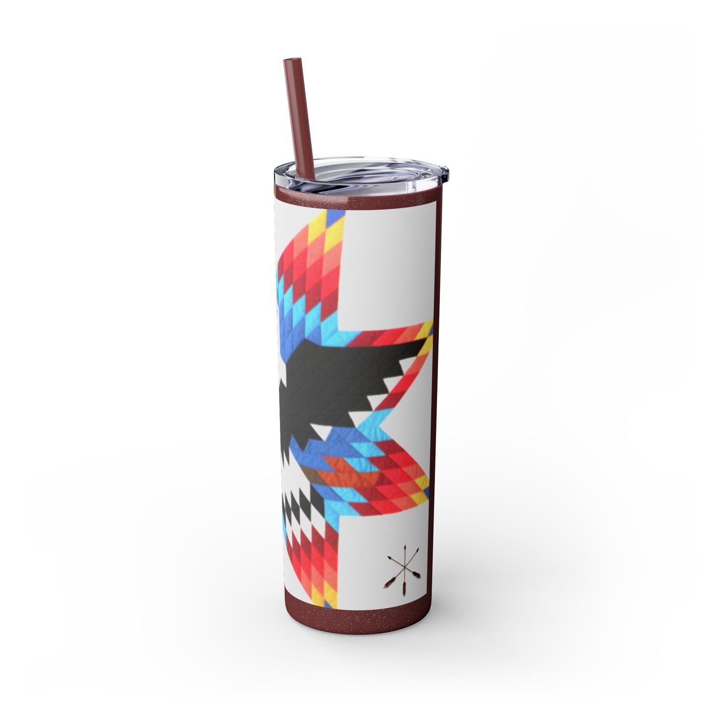 Onci 20oz Skinny Tumbler - Geometric Thunderbird Design, Insulated Travel Cup with Straw