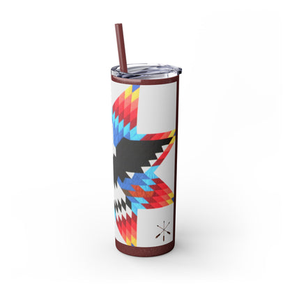 Onci 20oz Skinny Tumbler - Geometric Thunderbird Design, Insulated Travel Cup with Straw