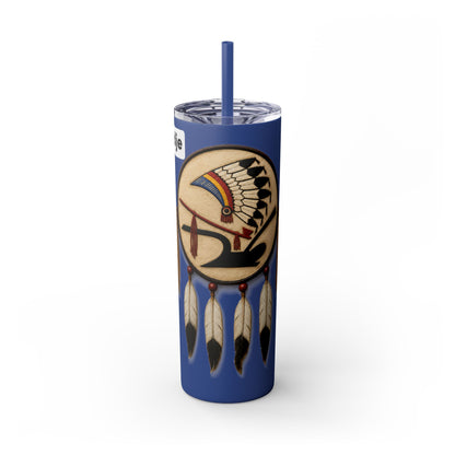Iowa 20oz Skinny Tumbler with Native Dreamcatcher Design - 'Pahodje' Travel Straw Cup