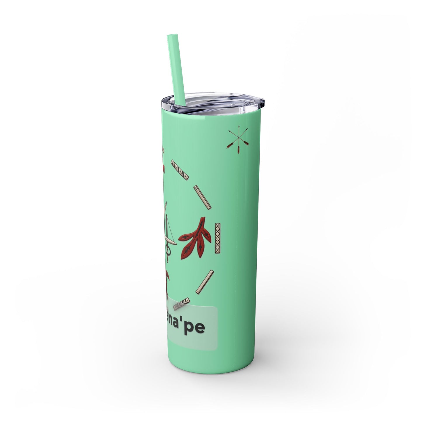 Delaware East Personalized 20oz Skinny Tumbler with Straw — Custom Name Tribal Crest Design