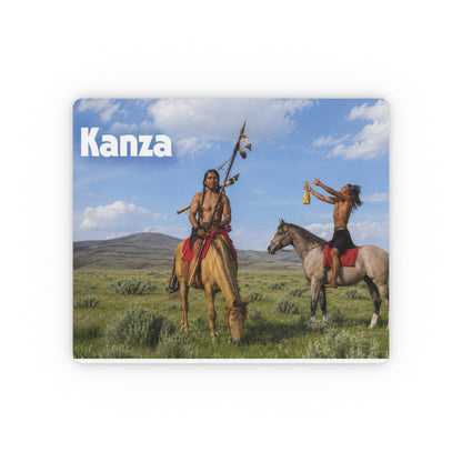 Kaw Kanza Native Riders Rectangular Mouse Pad — Scenic Indigenous History Desk Mat