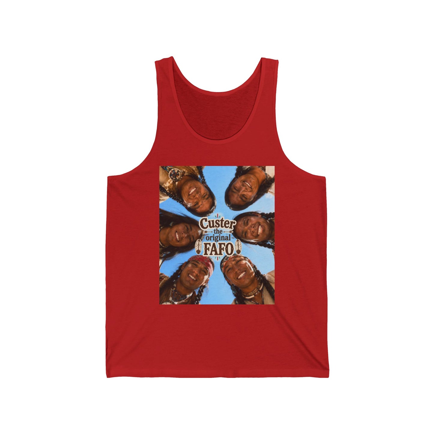 Custer FAFO Graphic Tank Top — 'Custer the Original FAFO' Retro Photo & Arrow Club Design