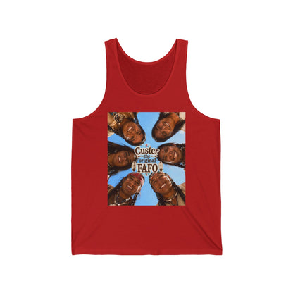 Custer FAFO Graphic Tank Top — 'Custer the Original FAFO' Retro Photo & Arrow Club Design