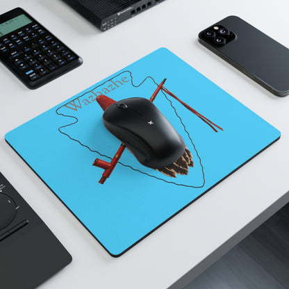 Osage Wazhazhe Feather & Peace Pipe Mouse Pad — Native Heritage Rectangular Desk Mat