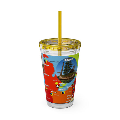 Pontiac Indigenous Nations Map Tumbler — 16oz Sunsplash Straw Cup