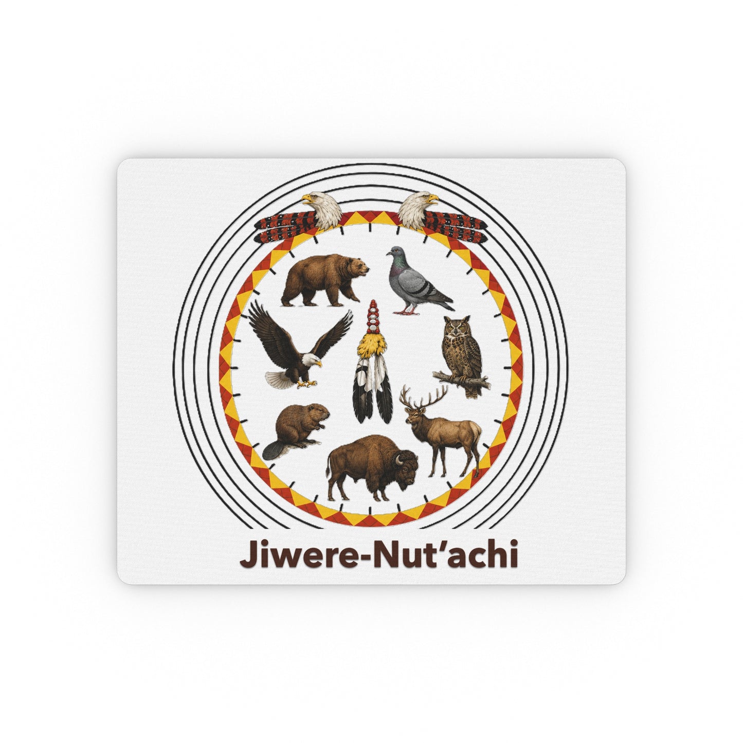 Otoe Missouria Native Animals Circle Rectangular Mouse Pad — 'Jiwere-Nut'achi' Desk Mousepad